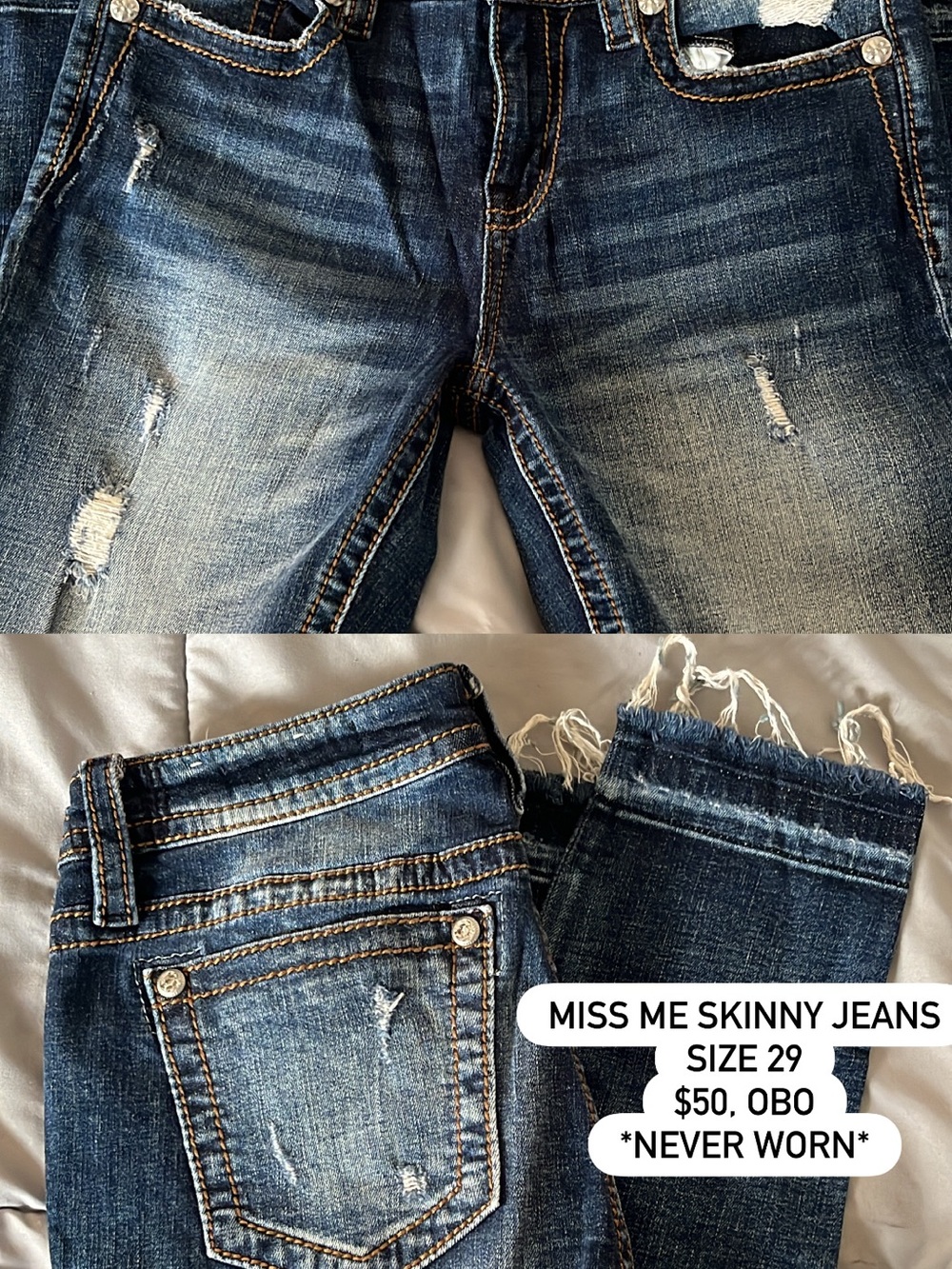 Miss Me Women's Distressed Skinny Jeans - Dark Blue Wash